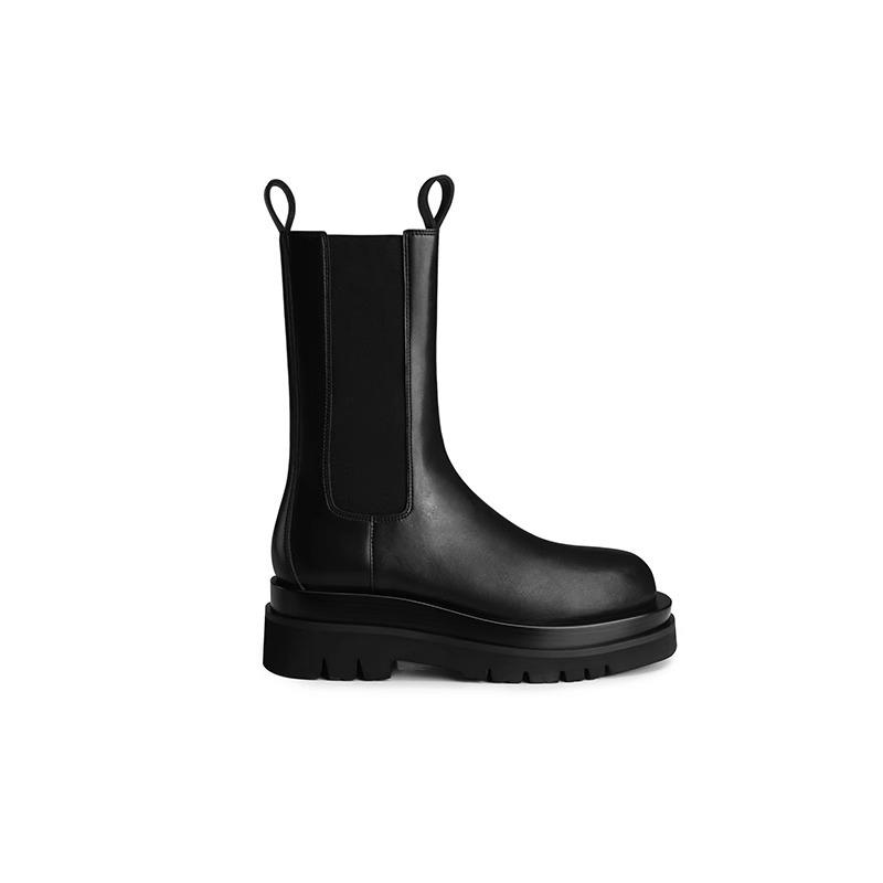 Wang fried return~ inner height increase Chelsea mid-tube boots smoke tube thick-soled short boots autumn and winter Martin boots women