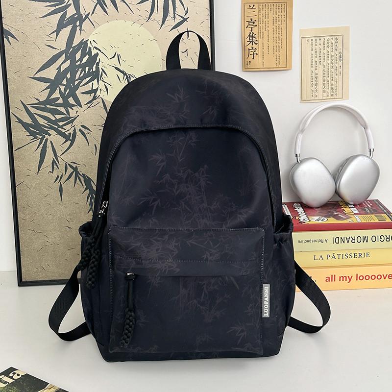 Color Solid Simple Bamboo Pattern Student Backpack For School And Use Daily