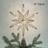 1Pcs Christmas Home Party Decoration Christmas Tree Toppers Star With Led String Lights Ornaments For Festival Party New Year
