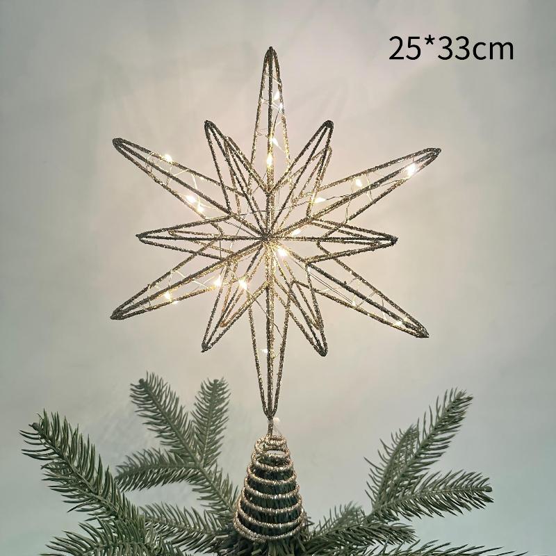 1Pcs Christmas Home Party Decoration Christmas Tree Toppers Star With Led String Lights Ornaments For Festival Party New Year
