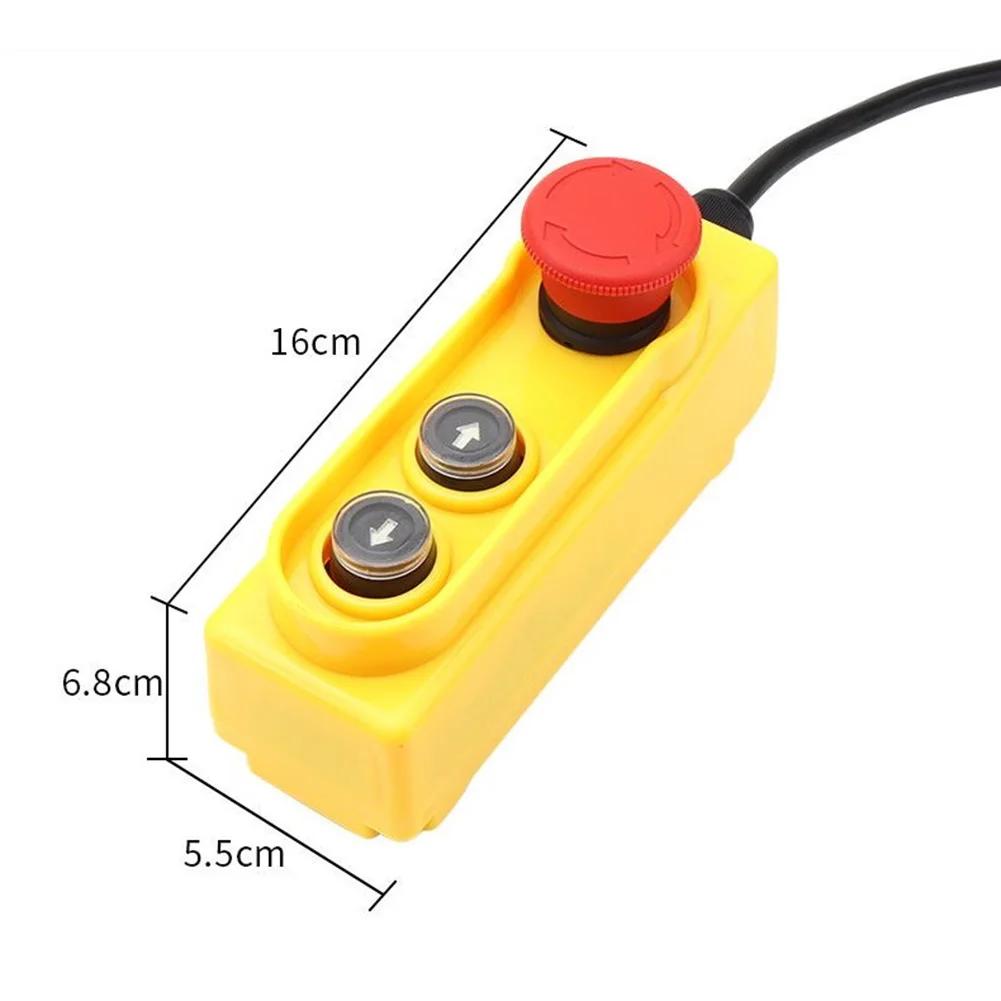 1pc 220V Electric Hoist Switch IP54 Lifting Button Box Exigent Stop Button Switch For Electrical Equipment