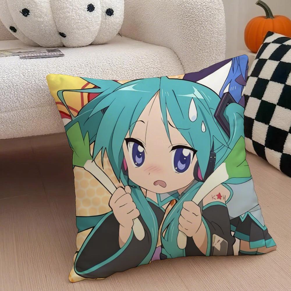 Cute Japanese Anime L-Lucky S-Star Cushion Cover Throw Pillow Cover Hidden Button Durable Polyester Chair Cushion