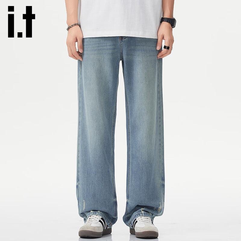 Izzue It Men's American High Street Lyocell Tencel Straight Jeans