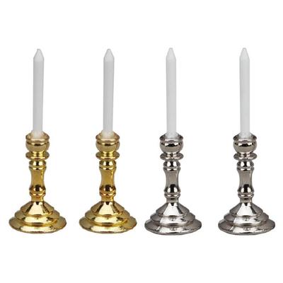 2Pcs Dollhouse Miniature Candlesticks Handheld Candlestick Holder Dollhouse