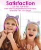 FosPower Headphones with LED Cat Audio Cable to Hot Kids' Light-Up Ears, 3.5mm Headphones, Tangle-Free (Up 85dB) - Pink/Purple