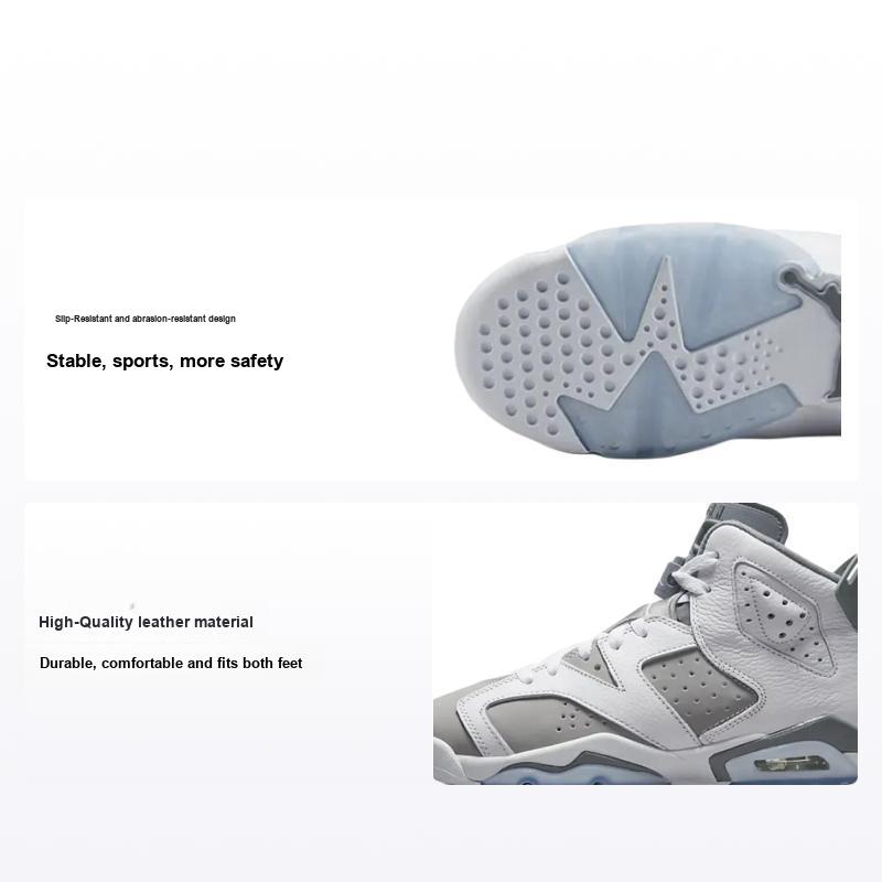 Детские кроссовки Air Jordan 6 Retro GS Cool Grey Белые Средне-Серые 384665-100 36.5