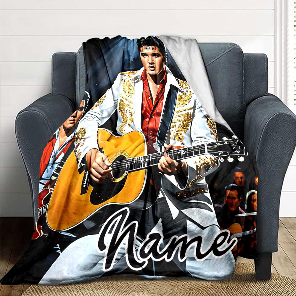 Elvis Presley Guitar Performance Four Seasons Blanket Customized With Your Name Lightweight And Warm Perfect Gift For Home Office Camping Sofa Travel