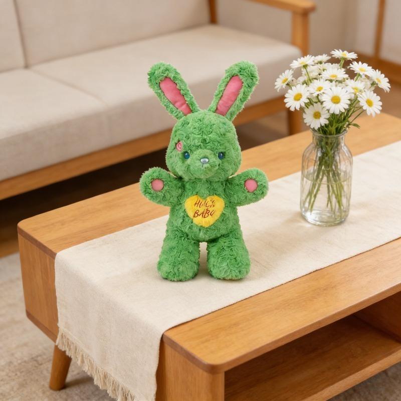 Valentines Day Easter Bunny Soft Cuddly Teddy Bear Plush with Fluffy Fur Adorable Heart Stuffed Animal Rabbit Romantic Gift