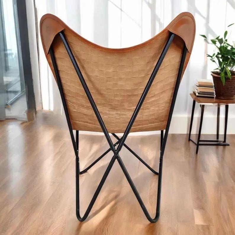 Retro Vintage leather butterfly chair Leather accent chair living room chair