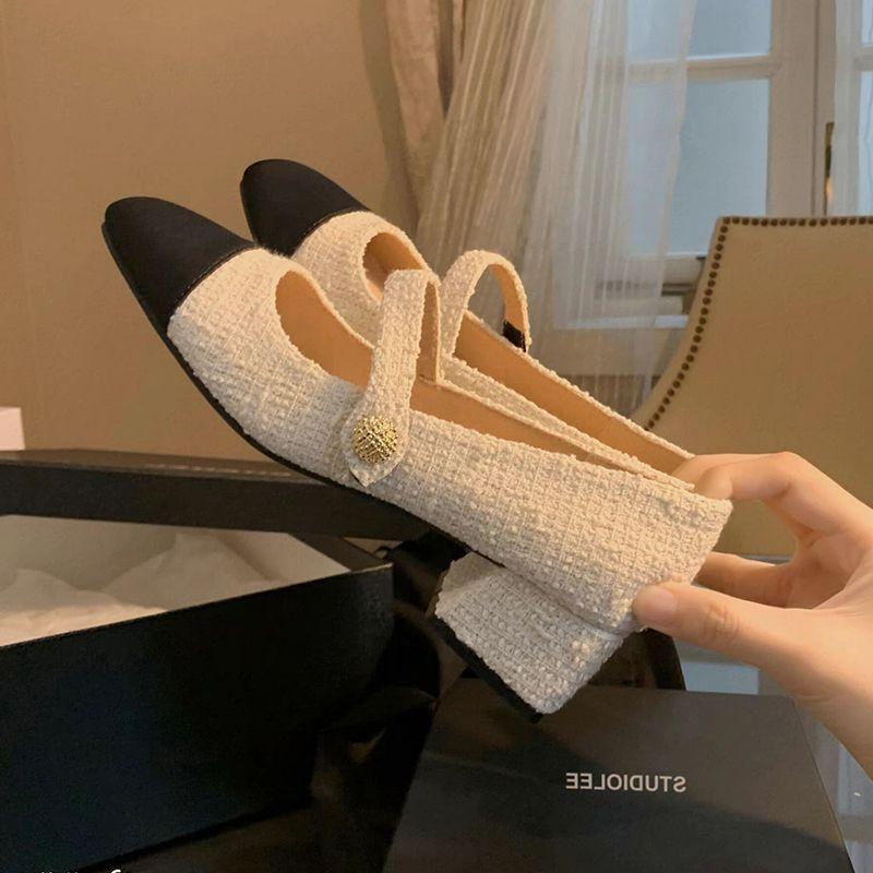 Xiaoxiangfeng color matching Mary Jane women's shoes rare shoes 2025 autumn and winter new spring and autumn French medieval square head shoes singl