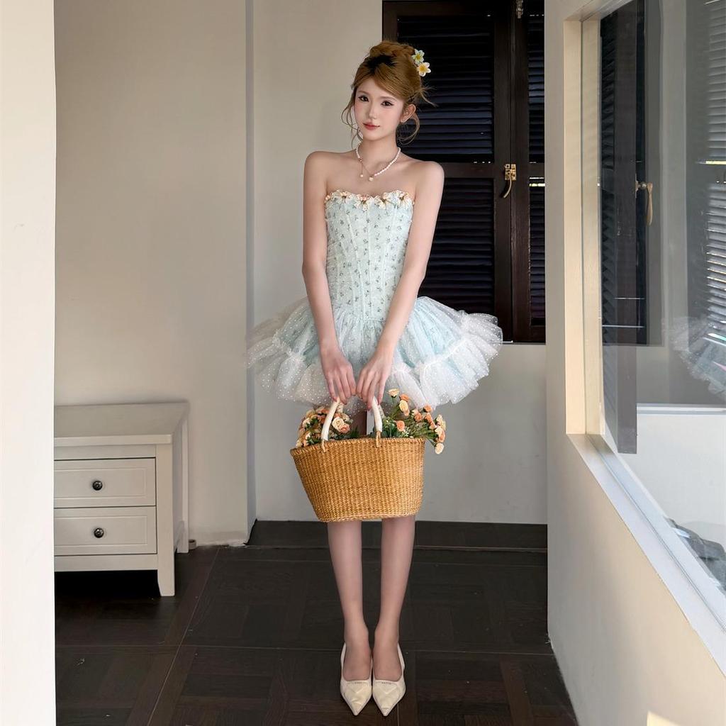 Floral Strapless Puffy Princess Birthday Dress
