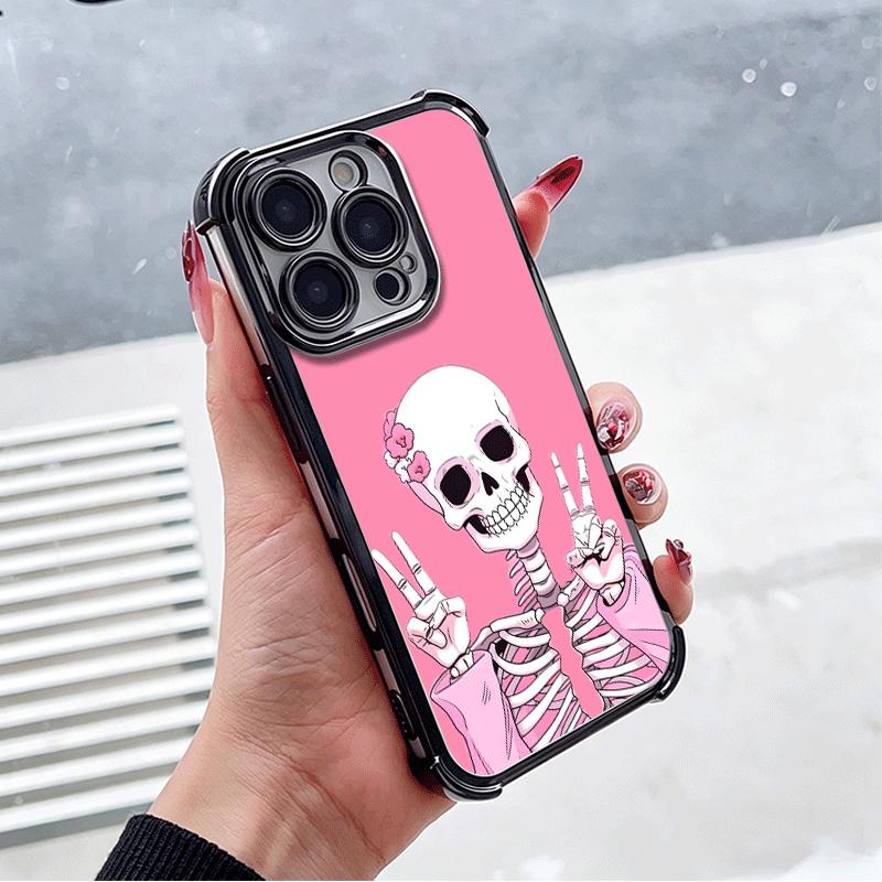 Pink Style Skull Witch Plating Phone Case For Xiaomi Poco X5 X6 X7 X8 Pro Max F8 Ultra F7 M8 M7 M5S Redmi 15C 15 14C 13C 13 X3 1