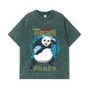 275 GSM Washed T-shirts 100% Cotton Jujutsu Kaisen V62 Panda Print Unisex Heavy Cotton T Shirt