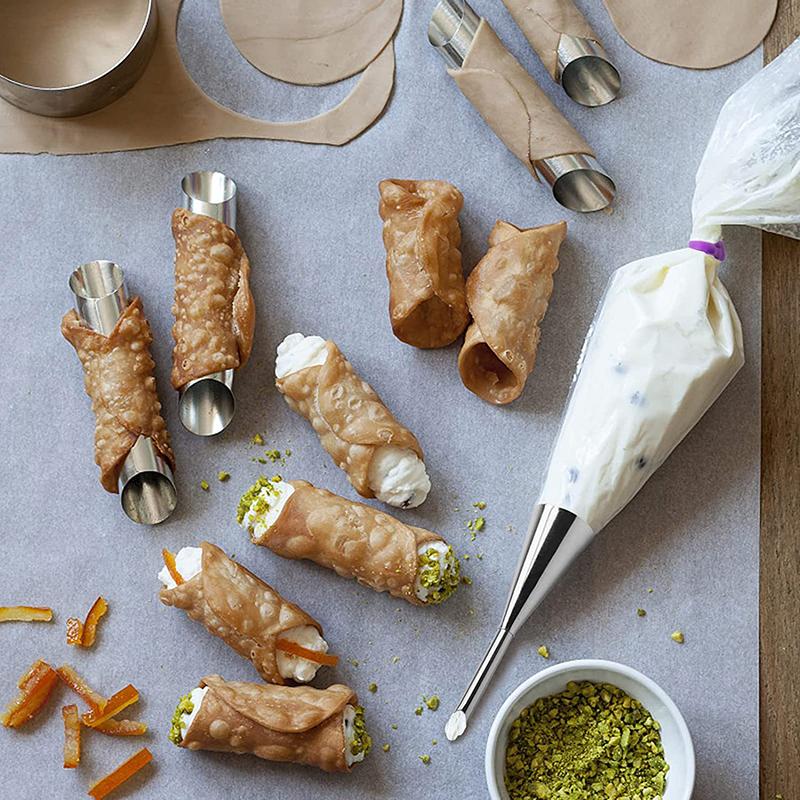 16 Sztuk Rurek do Cannoli Rurki do Cannoli ze Stali Nierdzewnej Formy do Pieczenia z Woreczkami Cukierniczymi Długimi Końcówkami do Wypełniania Rogalików Muszli Cannoli