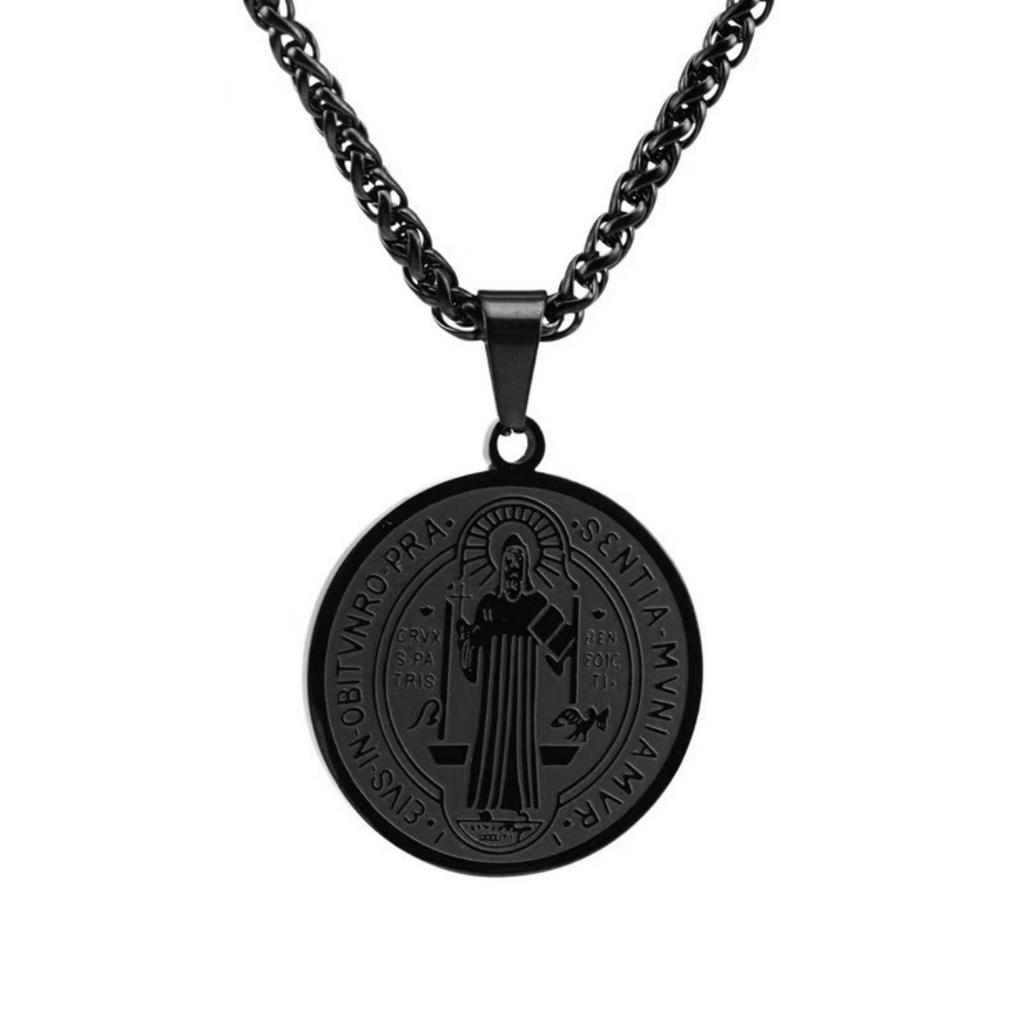 Pendant Father St. Benedict the Exorcist Men's Retro Circle Card Jewelry Necklace