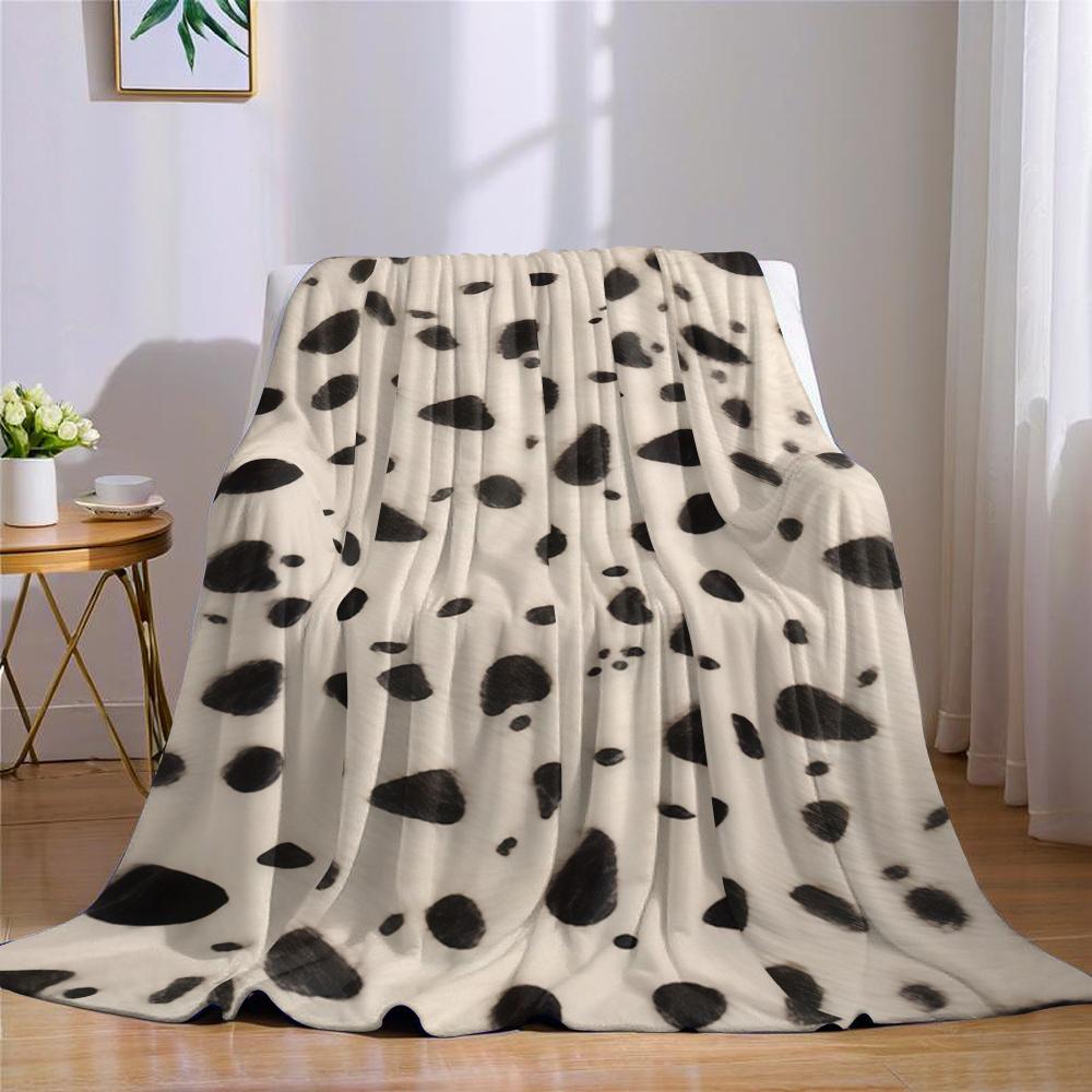 Klassische Dalmatiner-Flecken Flanelldecke Warm Weich Halloween Weihnachten Sofa Warm Gemütlich Dekoratives Dekor Geschenk für Alle Jahreszeiten