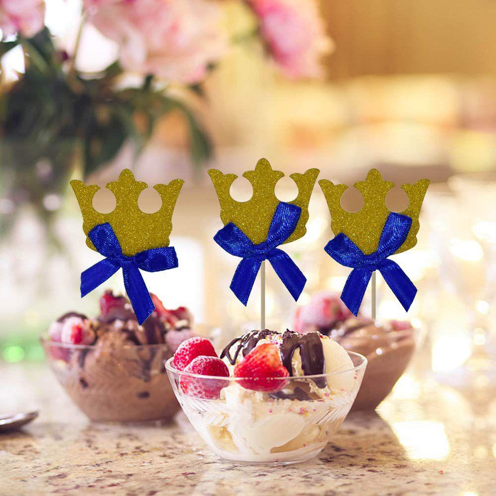 

Cute Kids Pick Party Decoration Cake Topper Prince Crown Cupcake Decor 4-8 cm