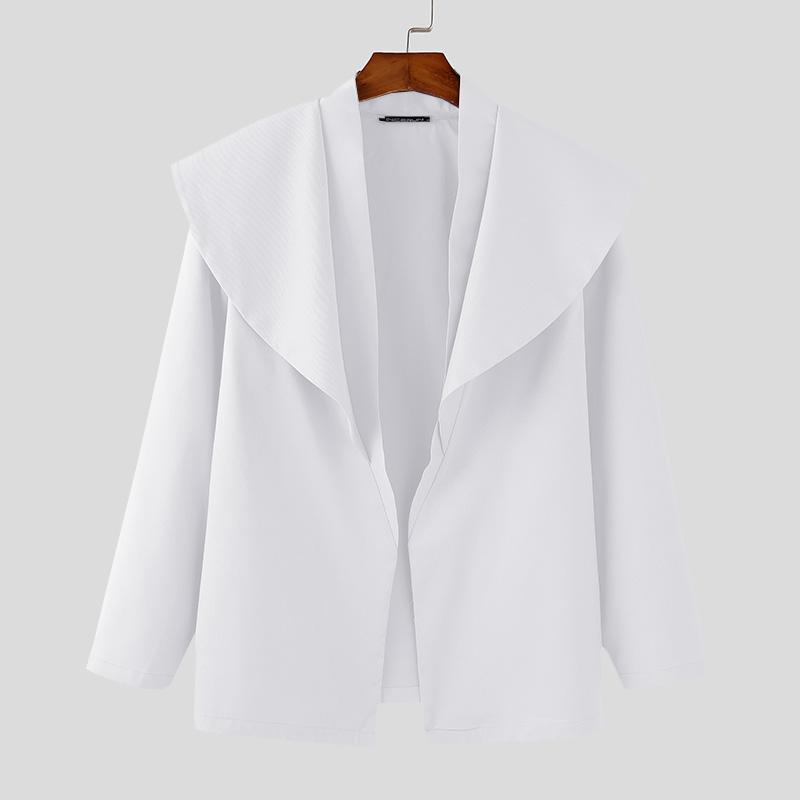 

INCERUN Мужской пиджак с оборками и лацканами, длинный рукав, тонкие пальто для вечеринок XL