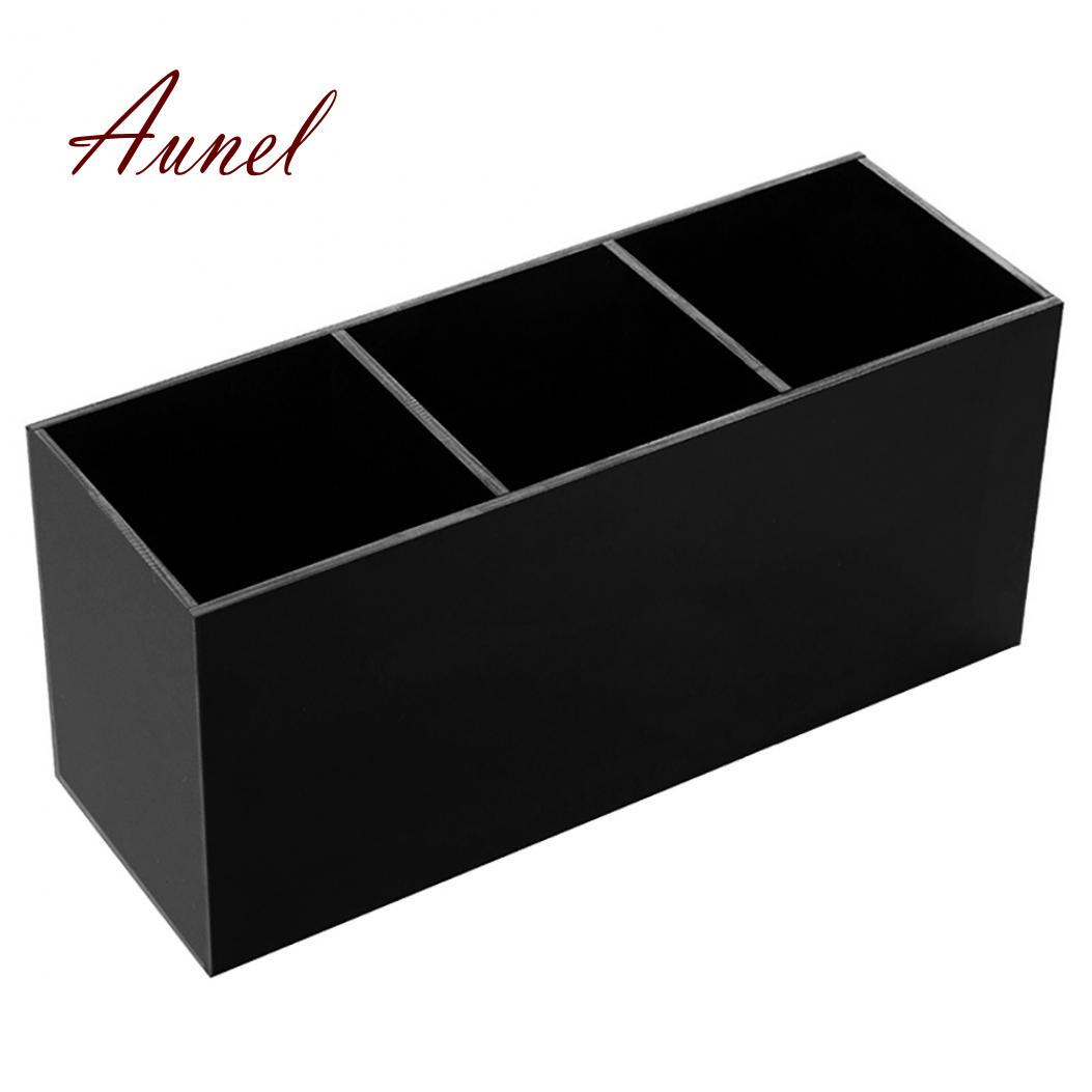 

Чехол для хранения косметических кистей с 3 слотами, акриловый держатель для инструментов для макияжа, коробка-органайзер чёрный