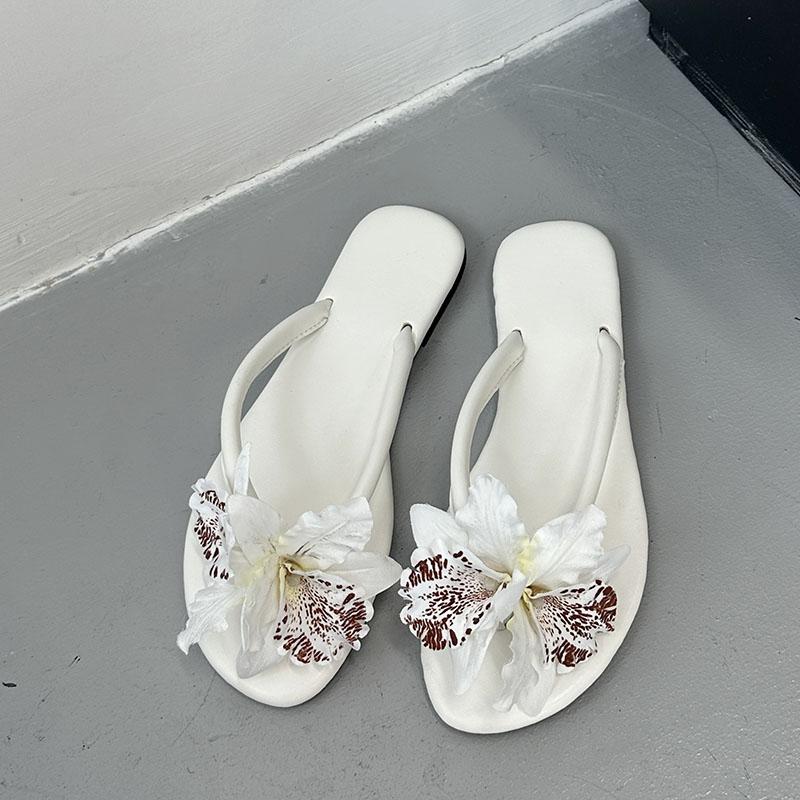 

Fashion Pink Fashion Flower Ladies Flats Slippers New Summer Beach Round Toe Female Flip flops Women Flats Slippers Slides Sandals Shoes 35 бежевый