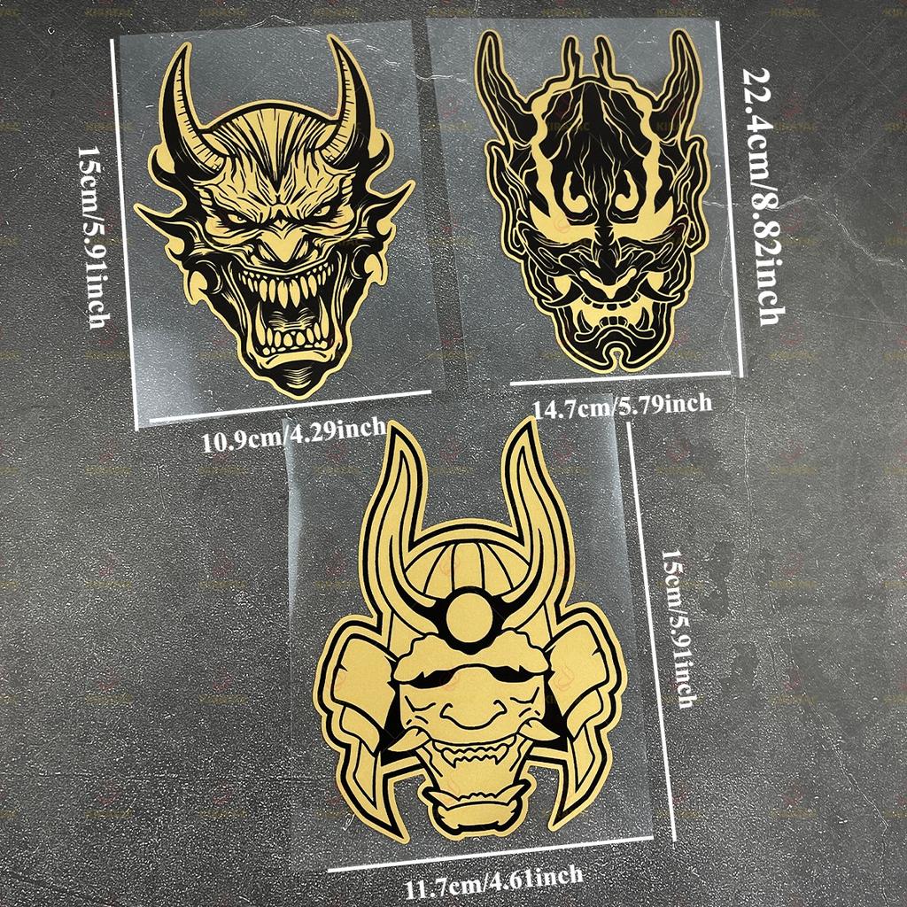 1 Stück Gold Motorrad Dämon Aufkleber Wasserdicht für Motorrad Verkleidung Heckkoffer Autofenster Roller Karosserie Universal Vinyl Aufkleber