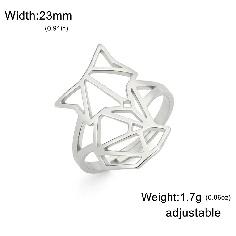 My Shape Punk Hollow Wolf Ring for Men Viking Fenrir Wolf Stainless Steel Adjustable Animal Head Finger Rings Fashion Jewelry