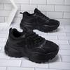 Women's Solid Color Casual Sneakers, Platform Lace Up Soft Sole Chunky Walking Shoes, Breathable Low-top Running Trainers