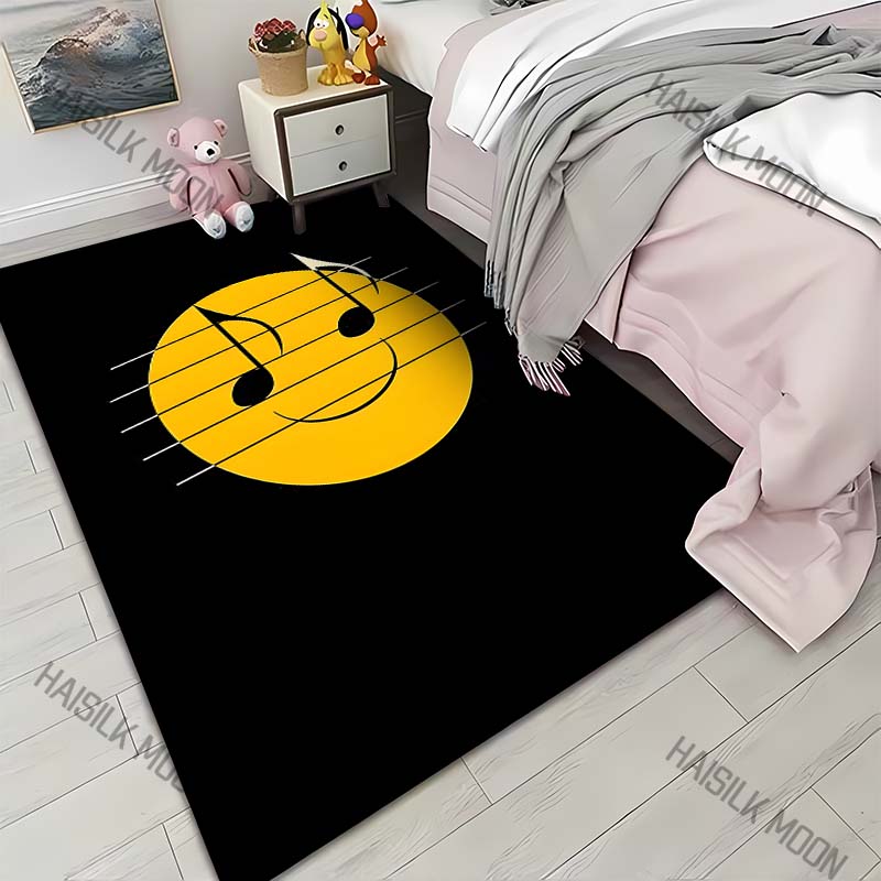 

1PC Smiley notes on music staff Print Carpet for Living Room Bedroom Sofa Home Decor Rus Non-slip Floor Mat Luxury Gift 40x60cm