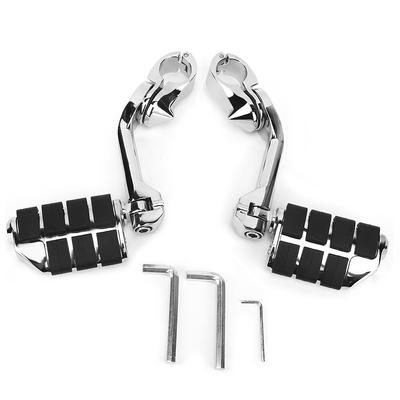 Pair Adjustable Long Handle Foot Pegs Bracket with Footrest Pedals Silver Black Fit for Ultra Classic FLHTCU