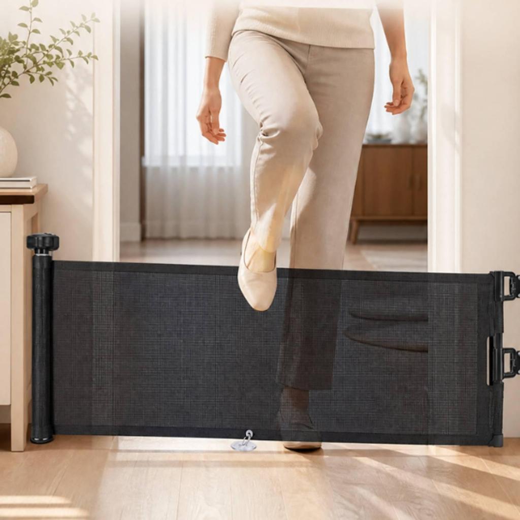 Retractable Mesh Pet Gate Slim for Stairs, Kitchens