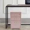 3 Drawer Removable Vertical File Cabinet Pink Metal Mobile File Cabinet,Office Storage Cabinet with Lock and Silent Slides