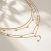 Fashion Women'S Necklace, Stainless Steel Bow Round Snake Chain Double Layer Stacked Necklace Nc-2524