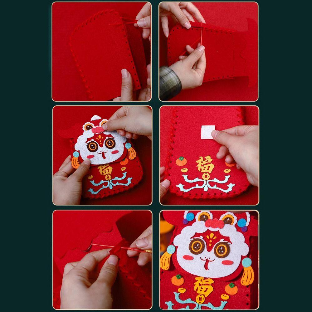 Cartoon New Year Blessing Bag Snake Pattern Material Package Crafts DIY Lucky Bag  Kindergarten