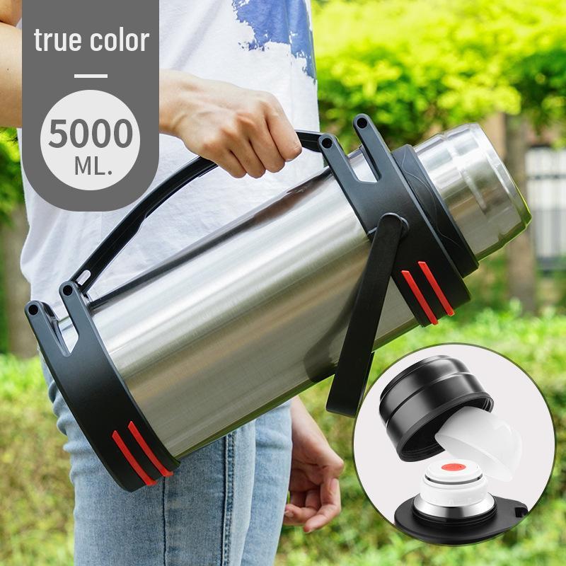 Großes, stoßfestes Edelstahl-Thermos für den Außenbereich, Auto, Zuhause und Baustelle - Tragbar für Männer und Frauen