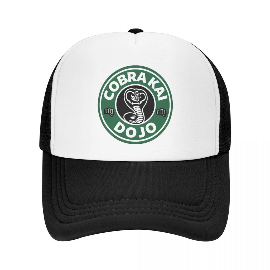 Cobra Kai Dojo Coffee Logo Baseball Caps Unisex Snapback Hats Lovers Trucker Caps Women Breathable Mesh Visor Bones