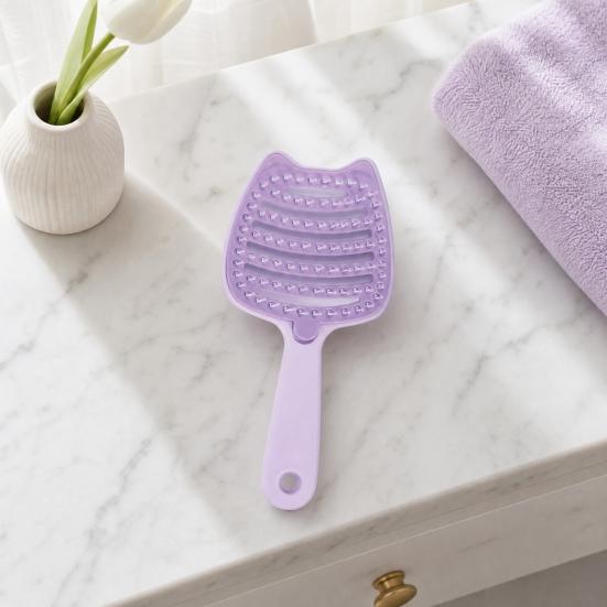 Cat Ear Self Cleaning Hair Brush for Women, Vented Hair Styling Brush for Faster Blow Drying, Detachable Curved Hair Detangler Brush