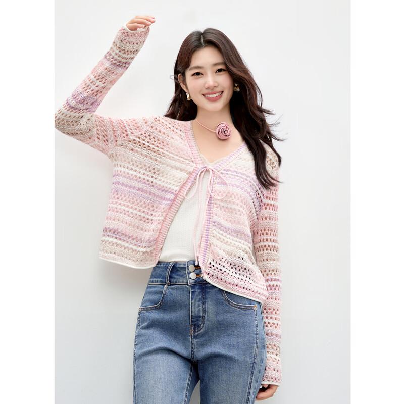 Women s Gradient V-Neck Knit Cardigan M