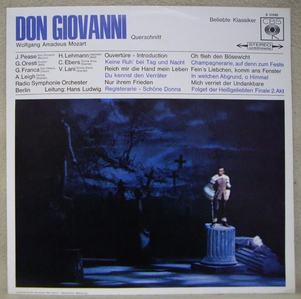 

LP Record WOLFGANG AMADEUS MOZART ADELE LEIG Don Giovanni Querschnitt S51090 CBS Germany Classical Used