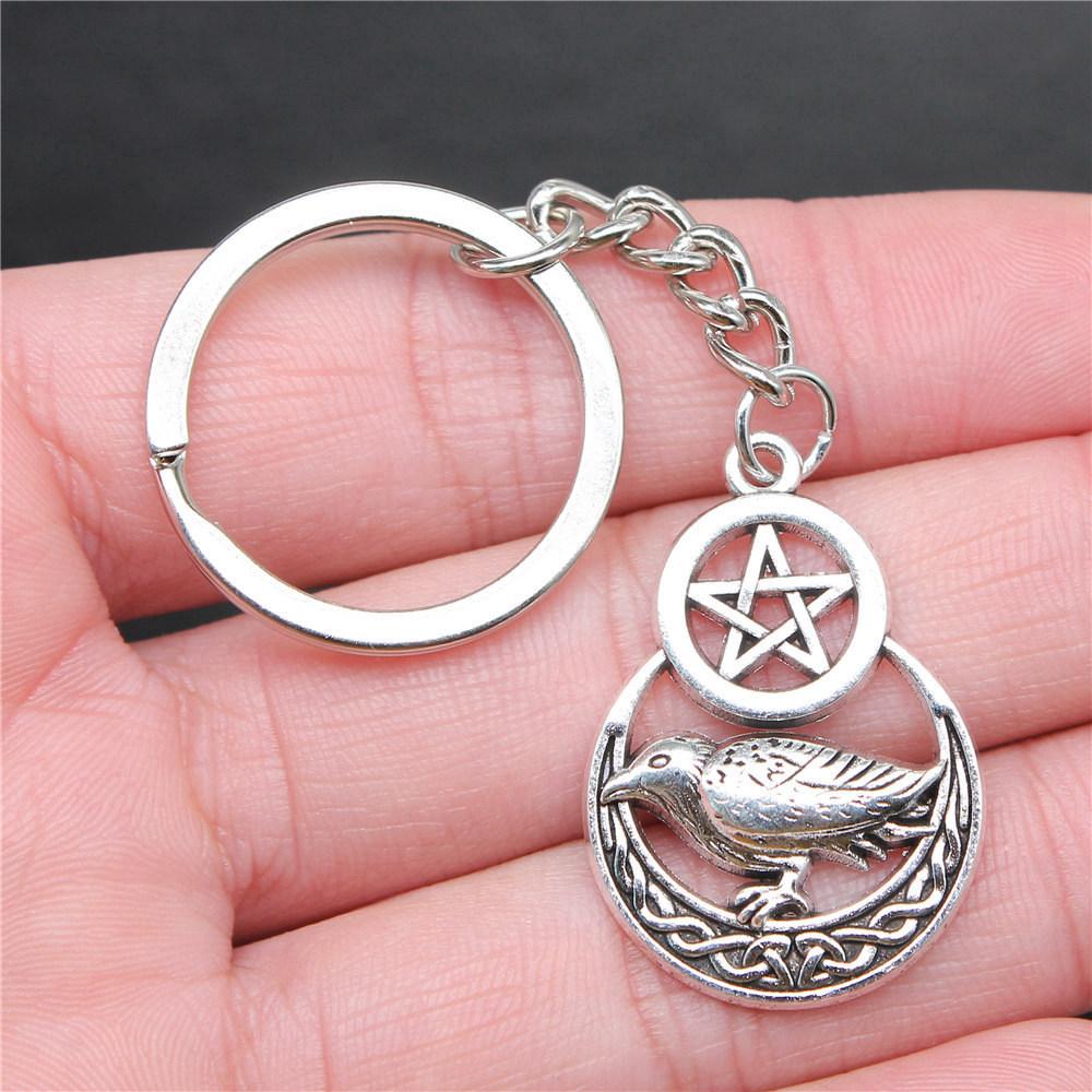 28mm Key Ring Star Pentagram Moon Minimalist Jewelry Components QY043