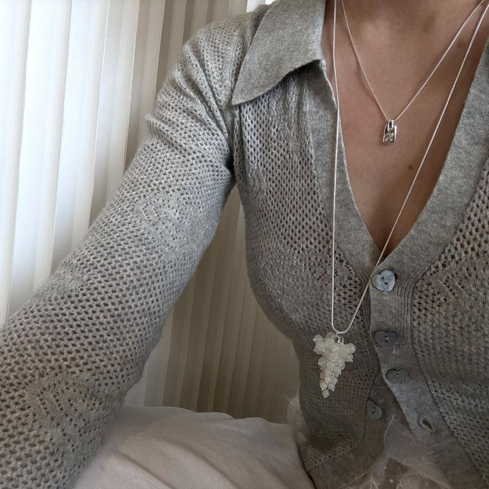Silver Grapes Pendant Necklace Jewelry Pearl Grape Sweater Chain Grape Cluster Necklace  Summer