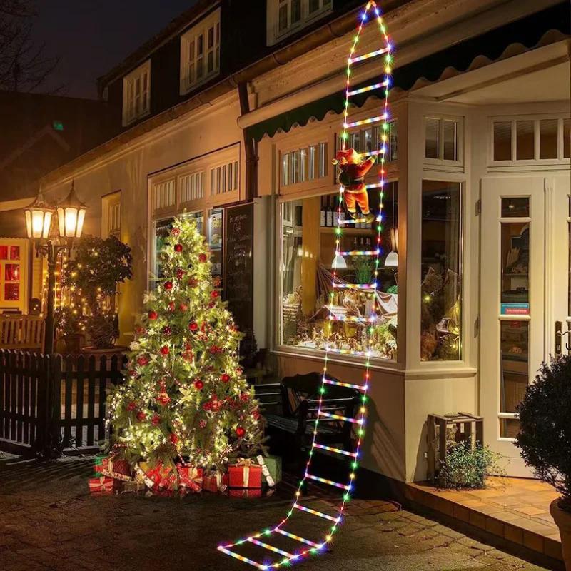 LED Christmas Climbing Ladder Santa Claus Decorations USB 8 Modes LED Lamp Home Outdoor Xmas Christmas Light New Year Ornaments