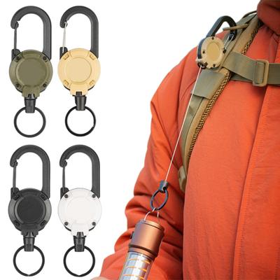 Badge Reel Retractor pentru Pescuit la Muscă cu Cablu de Oțel Multifuncțional Rotație 360 de Grade Breloc Clip Carabină Echipament de Camping