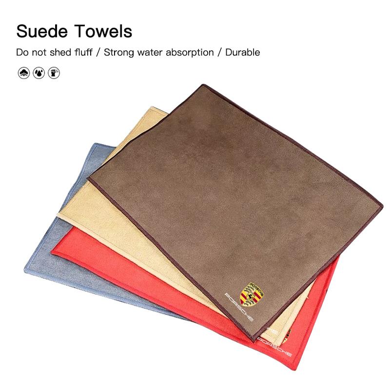 Suede Car Towel Microfiber Cleaning Drying Rag Cloth For Porsche Cayenne Panamera Macan 911 718 Taycan Boxster Cayman 918 Pajun