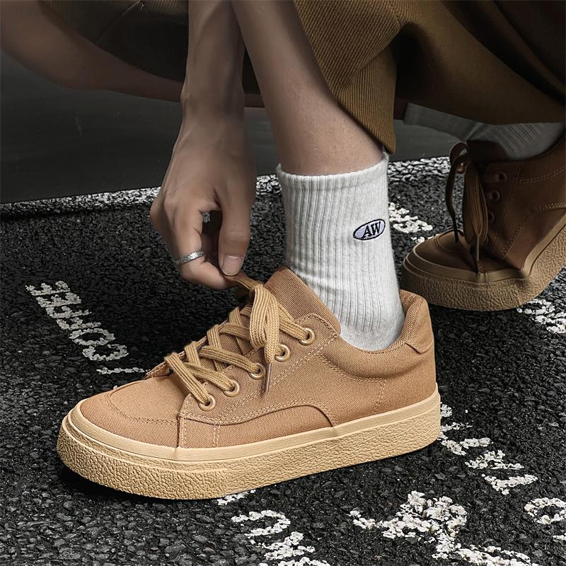 Fashion Brown Canvas Board Shoes for Men Casual Skate Shoes Sneakers Classic Street Fashion Trends Luxury Design 2025 New Male Footwear