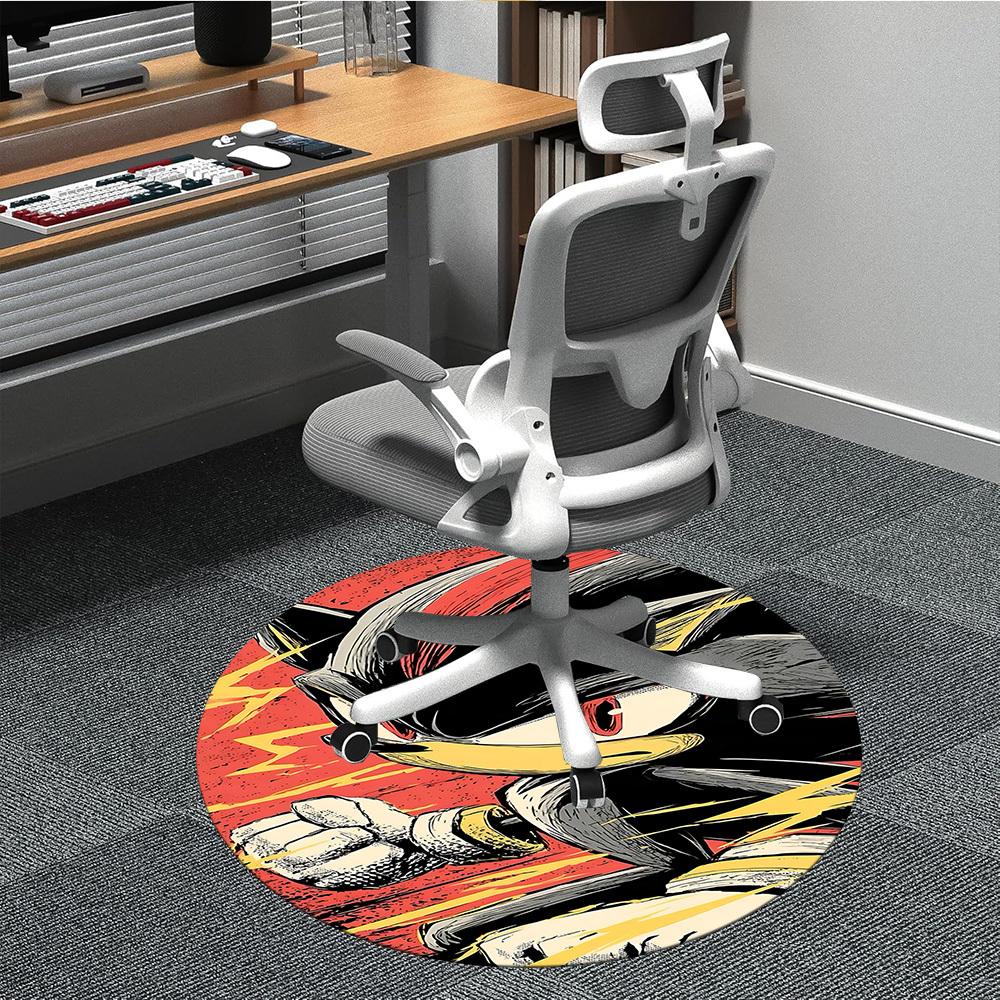

1PC Speed Sonic Office Round Area Rug, Indoor Mat Suitable For Office, Under Office Chairs Bedroom Living Room Home Decor, Room Deco110 80cm by 80cm