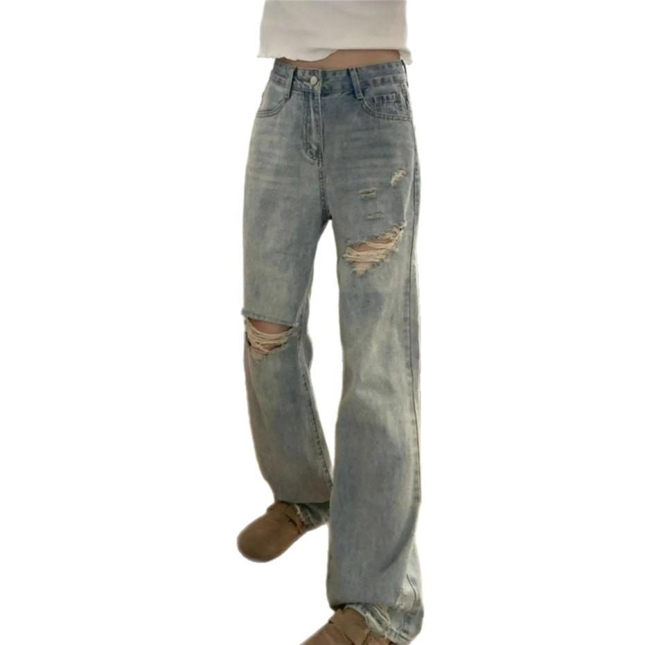 Comfortable Versatile Large Size High Street Denim Trousers Female Straight Thin Loose Drape Wide Leg Trousers Jeans for Women Long Denim Pants