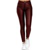 Women Ladies Stretch Slim Leather Trousers Skinny Solid Tapered Bottom Pants Casual