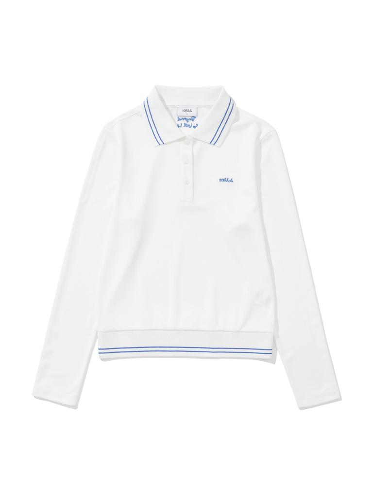 20TH HOLE Women'S Pique Point Long Sleeve Collared T-Shirt [Blue]