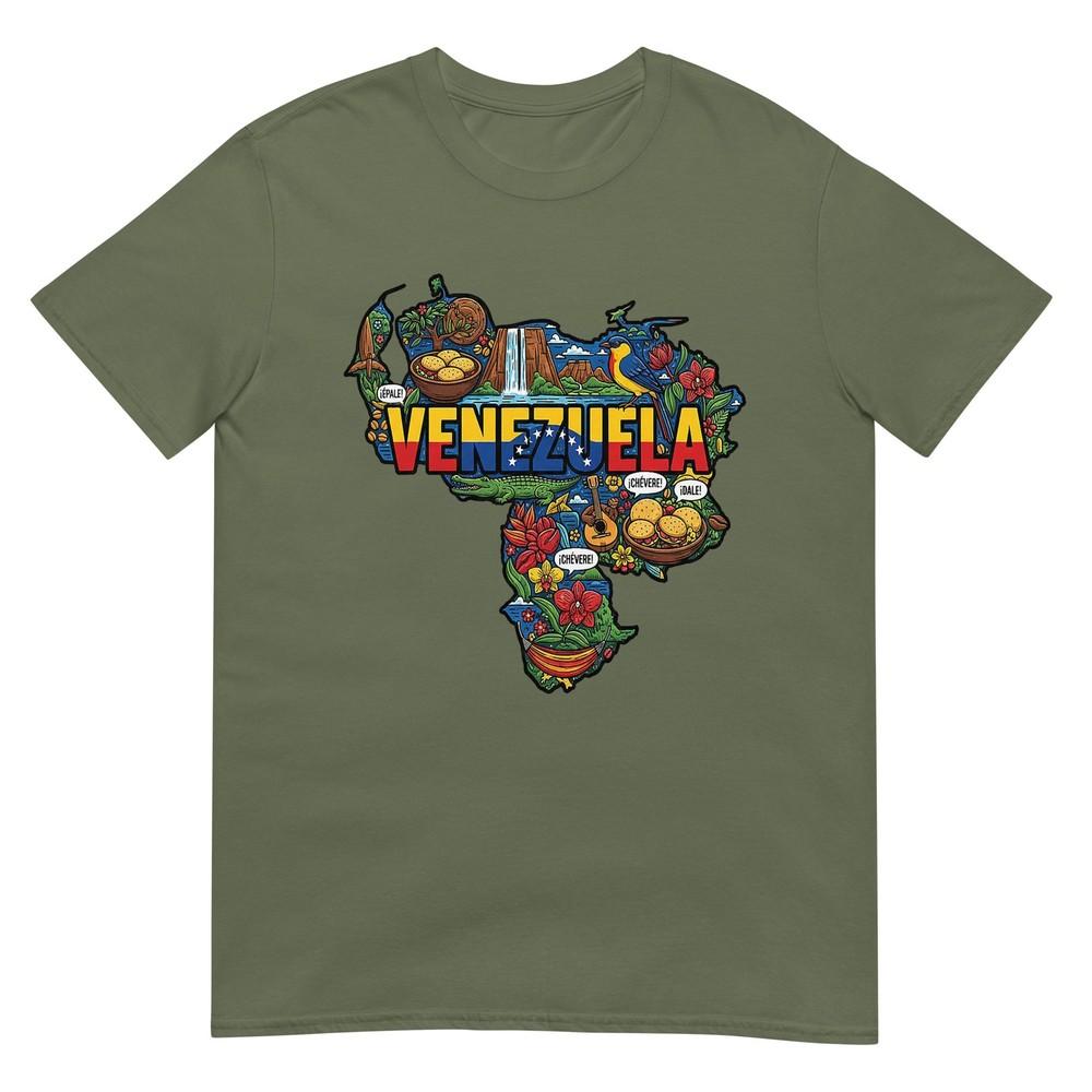 Venezuela Map Cultural Icons Flag Arepa Salto Angel TShirt