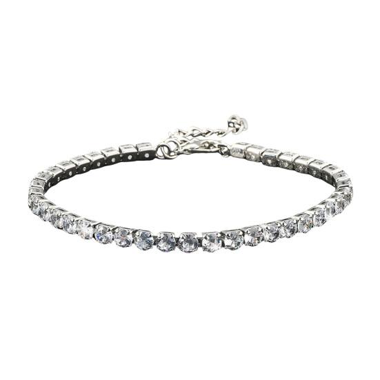 1/2Pcs Women Bracelet, Cubic Zirconia Inlaid Bracelet with Claw-Setting Technology, Adjustable Chain Wristband for Jewelry Gift